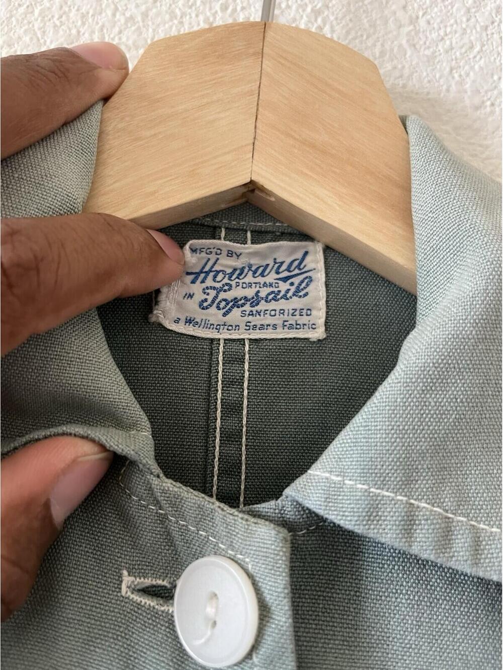 Vintage 50s Howard in Topsail Canvas Chore Jacket Green - Picture 2 of 6